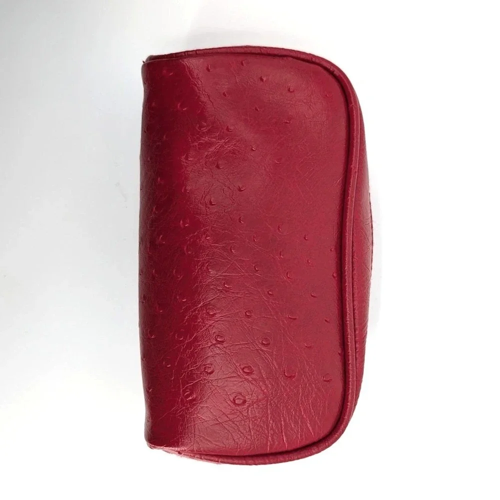 Parfums‎ Amarige de Givenchy Red Ostrich Embossed Faux Leather Cosmetic Bag